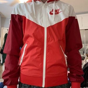 Red and white nike windbreaker